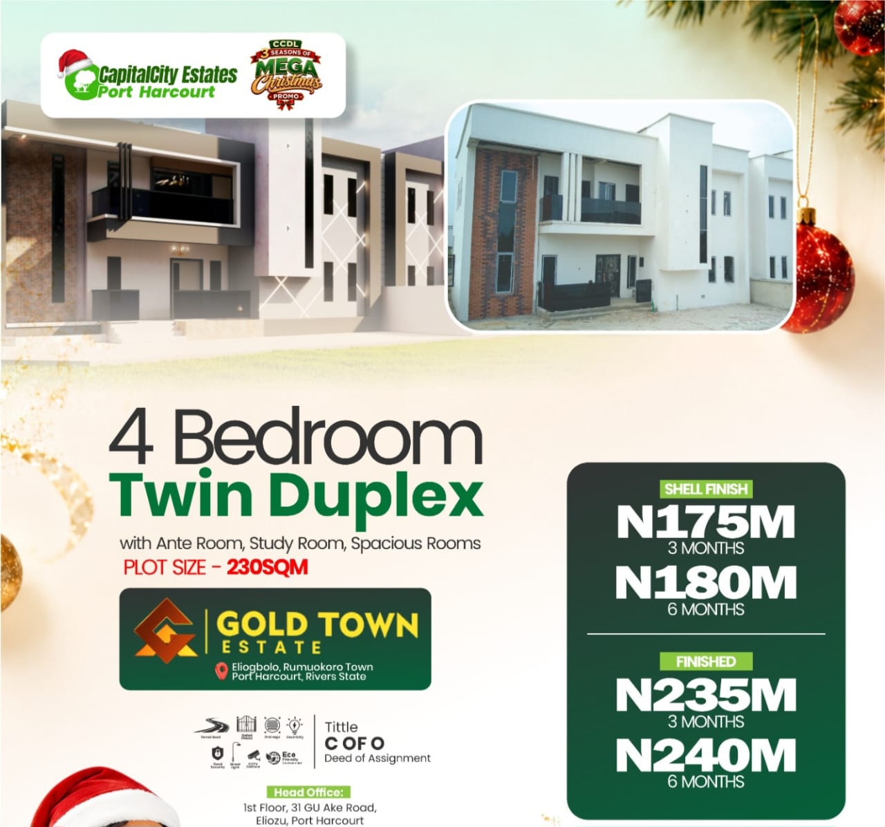 4 Bedroom Twin Duplex 230SQM Gold Town Estate Port Harcourt